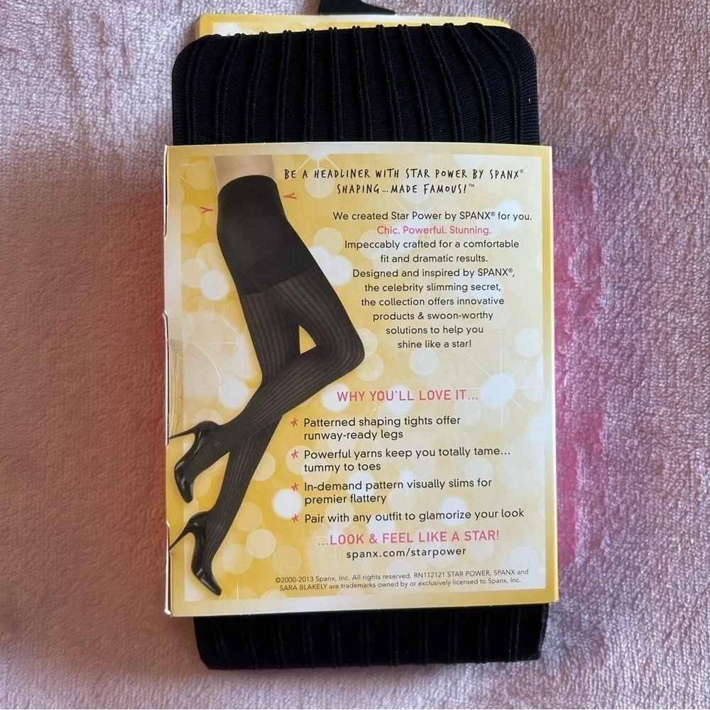 Spanx Star Power black ribbed shaping tights size A (XS-S)